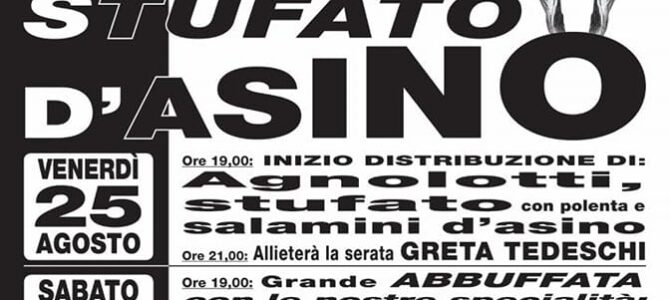 28^ SAGRA DELLO STUFATO D’ASINO 25/26/27 AGOSTO 2023